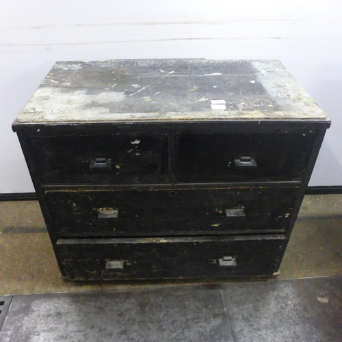 2026A - A large 82cm x 67cm x 45cm wooden four drawer workshop chest of drawers with a quantity of vintage t... 