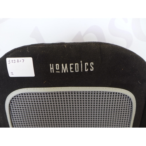 2280 - A Homedics Shiatsu back massage seat cover with vibration and heat controls - with remote