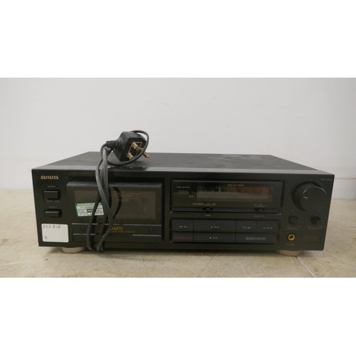 2101 - An Aiwa AD-F410 stereo cassette deck and a Toshiba model V-804B video cassette recorder