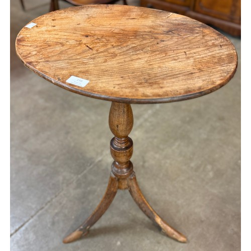 156 - A Victorian fruitwood oval tilt top tripod occasional table