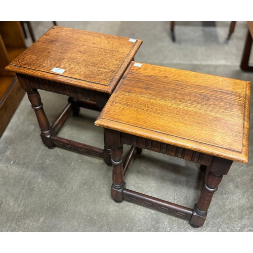 159 - A pair of 17th Century style carved oak stools