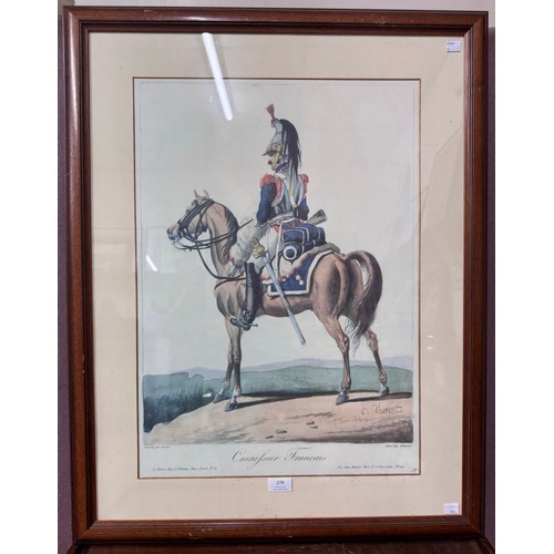 266 - A print of a French Cavalry soldier, framed