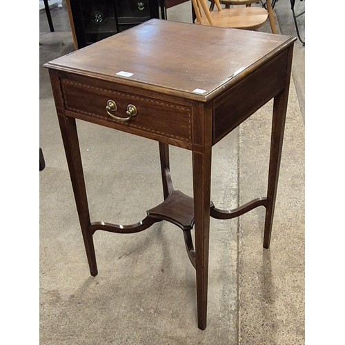 144 - An Edward VII inlaid mahogany single drawer lamp table