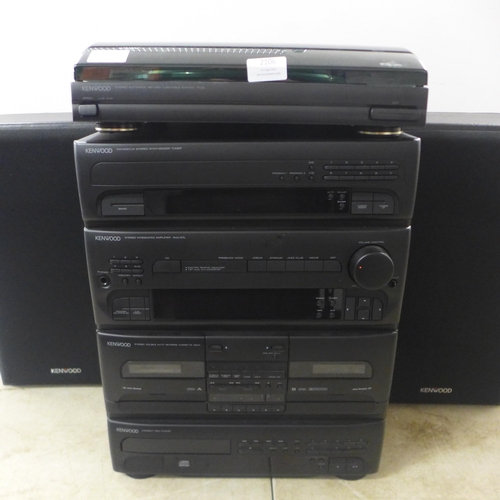 2106 - A quantity of stereo equipment including a Kenwood P-26 stereo automatic return turntable system, an... 