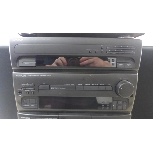 2106 - A quantity of stereo equipment including a Kenwood P-26 stereo automatic return turntable system, an... 