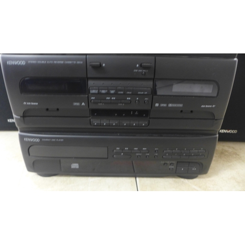 2106 - A quantity of stereo equipment including a Kenwood P-26 stereo automatic return turntable system, an... 