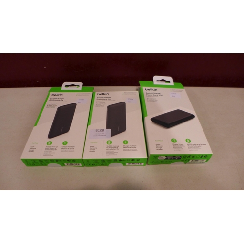 6108 - 3x Mixed Belkin Powerbanks  (332-382,383) *This lot is subject to vat