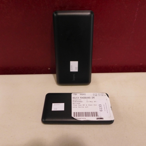 6133 - 2x Mixed Belkin Powerbanks - Bpb1020Bk 1X20K 1X10K     (332-316) *This lot is subject to vat