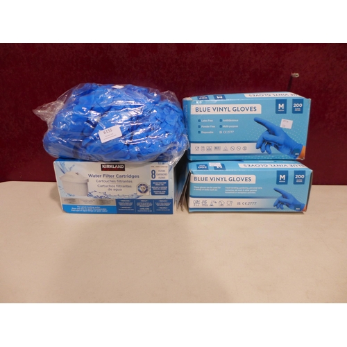 6155 - 2 packs Jena Blue Vinyl Gloves M/L, Ks Water Filters  (332-463,464,472) *This lot is subject to vat