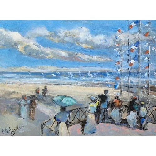 251 - Baron Michael D'Aguilar (b.1924), Sui la plage Regatta, oil on board, framed