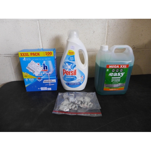 6013 - Finish All In 1 Dishwasher tablets, Easy Original Washing Up Liquid and Persil Non Bio Laundry Liqui... 