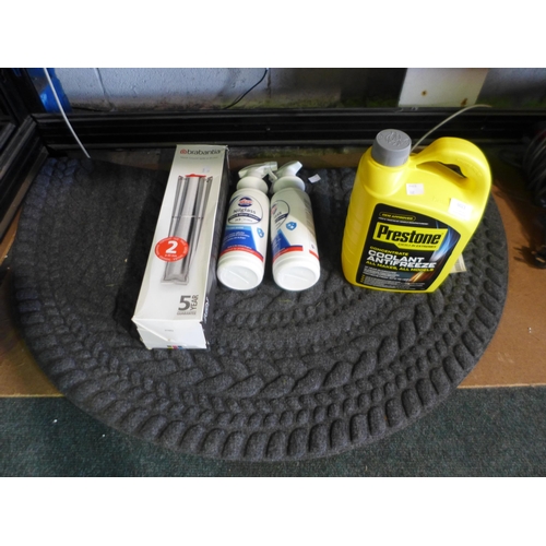 6023 - Prestone Antifreeze/Coolant, Two Bottles of Nilglass Cleaner, Apache Mills Entry Mat and a Brabantia... 