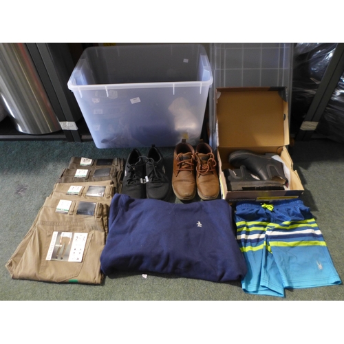 6037 - Iris 70L Storage Box and a quantity of clothing, brands to include: Skechers, Spyder, English Laundr... 