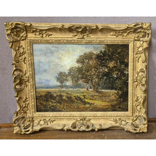 255 - Ernest St. John Burton (ex.1916-1922), The Edge of the New Forest, oil on board, label verso, framed