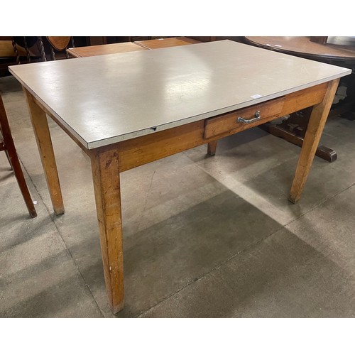 201 - A beech and Formica topped single drawer pantry table