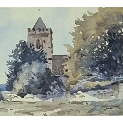 258 - Robert A. Wade (Australian 1930-2024), Church at Salford, Oxfordshire, watercolour, framed