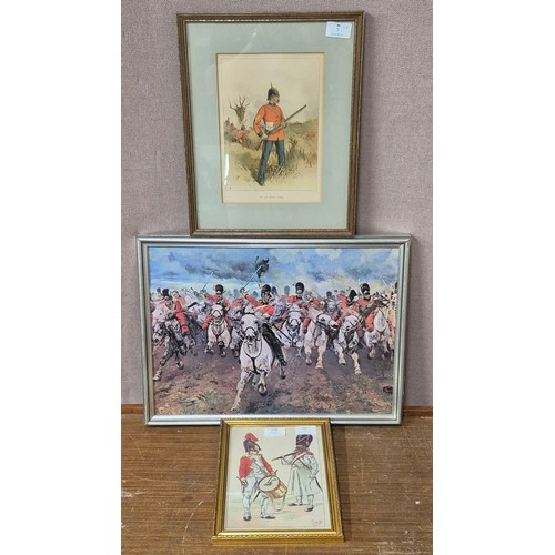 259 - Two Waterloo scene military prints and one other