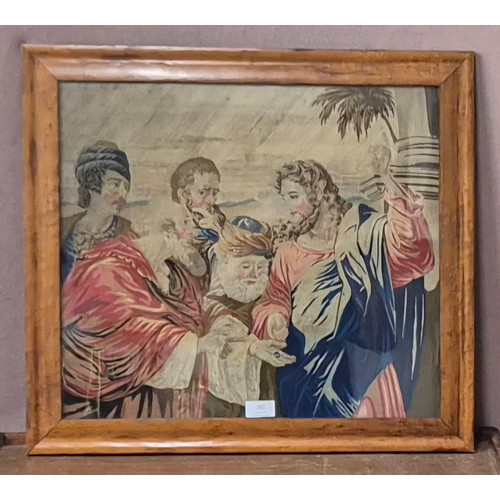 261 - A Victorian religious scene tapestry, framed