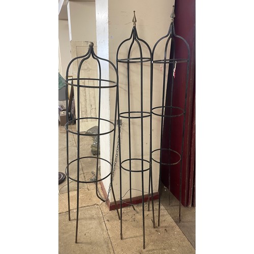 229 - Three Victorian style wrought iron climbing plant frames