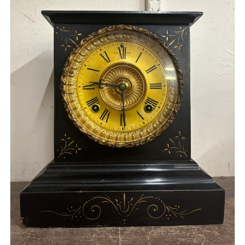 301 - A 19th Century French Belge Noir mantel clock