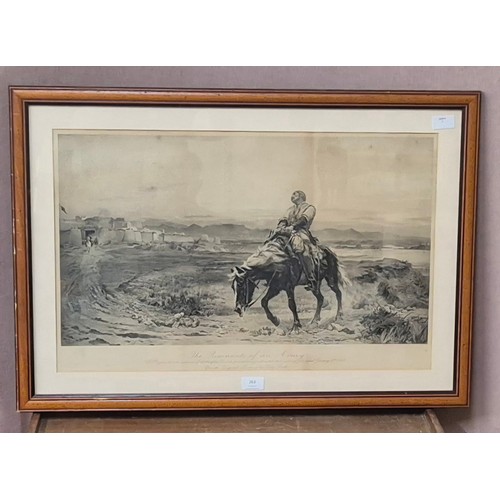 263 - A Victorian black and white print, The Remnants of the Army, framed