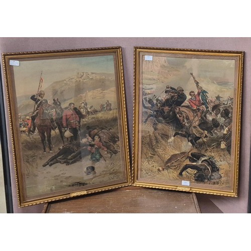 264 - A pair of early 20th Century Zulu war prints, framed