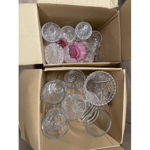 249 - Six large crystal and glass vases and a box of mixed crystal and pressed glass