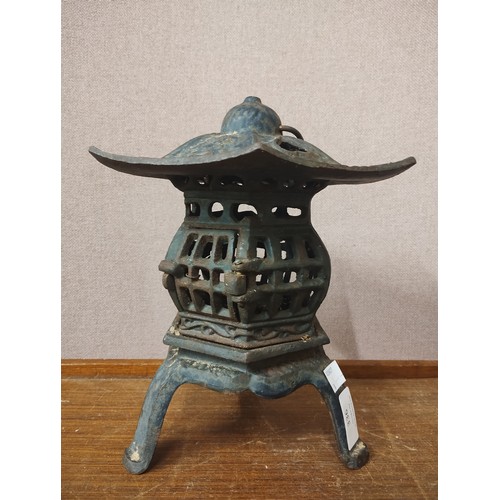 336 - A Japanese style cast iron iron incense burner