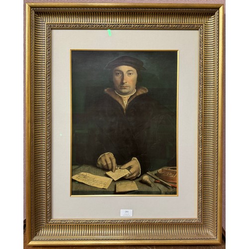 281 - A Hans Holbein The Younger print, portrait of Dirck Tybis, framed