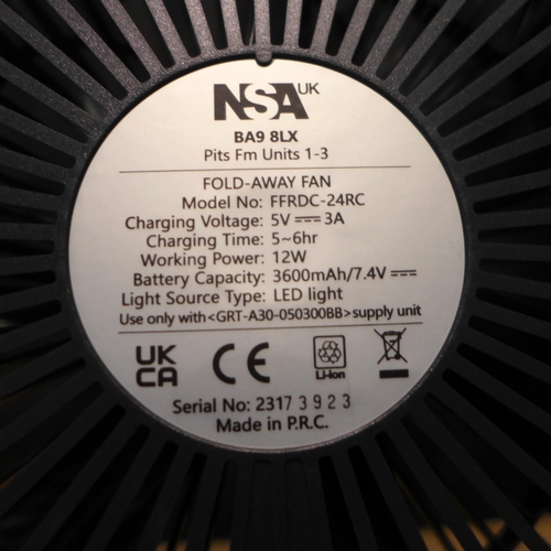 6375 - Nsa Folding Stand Fan  (332-211) *This lot is subject to vat