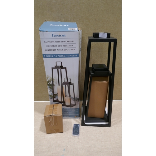 6297 - Metal Led Lantern 2 piece Set with 2 Led Candles (332-458) *This lot is subject to vat