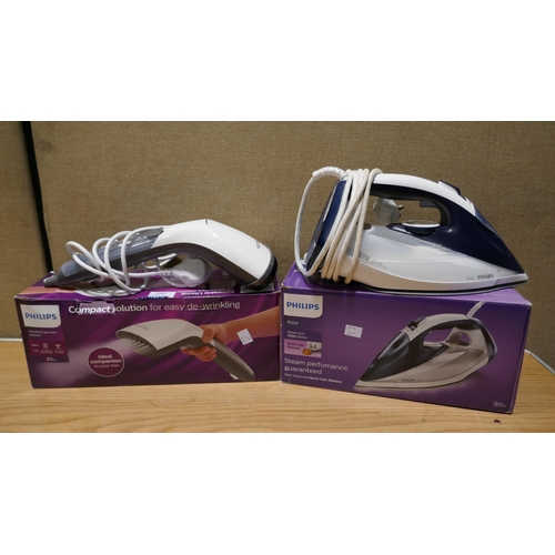 6080 - Philips Handheld Steamer and a Philips Azur Steam Iron    (332-446,450) *This lot is subject to vat