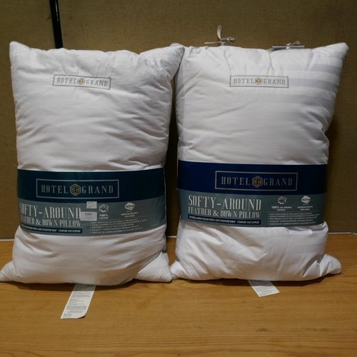 6082 - Two Hotel Grand Down Roll jumbo Pillows (332-389) *This lot is subject to vat