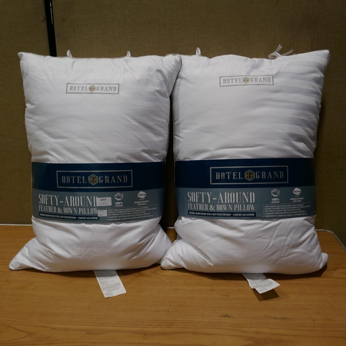 6083 - Two Hotel Grand Down Roll jumbo Pillows (332-390) *This lot is subject to vat