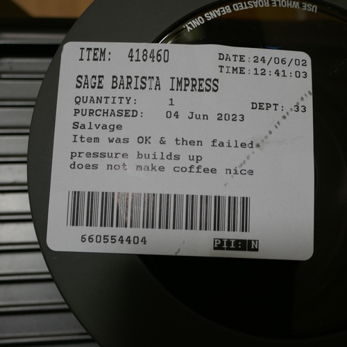 6181 - Sage Barista Impress Coffee Machine (Missing Shot Arm) Original RRP £539.99 + vat (332-124) *This lo... 