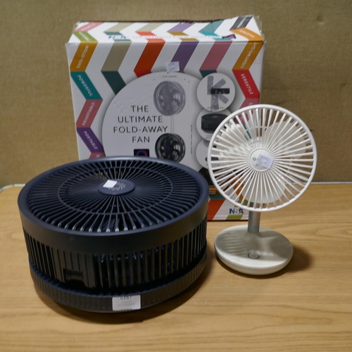 6187 - Nsa Folding Stand Fan and Meaco Portable Fan - No Remotes (332-516,522) *This lot is subject to vat