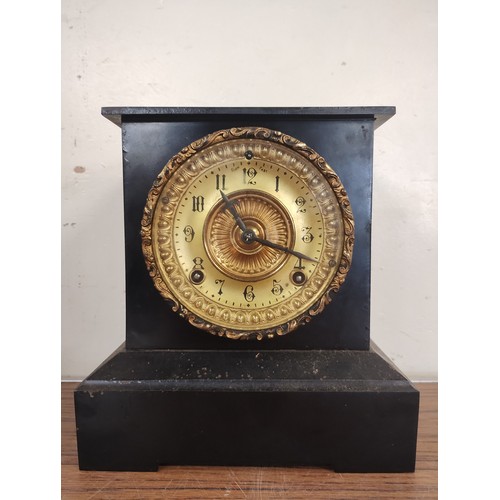 328 - A 19th Century American Ansonia cast iron mantle clock