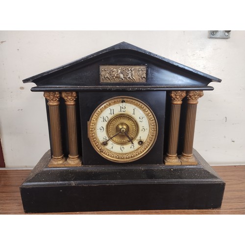 330 - A 19th Century American Ansonia architectural cased mantel clock