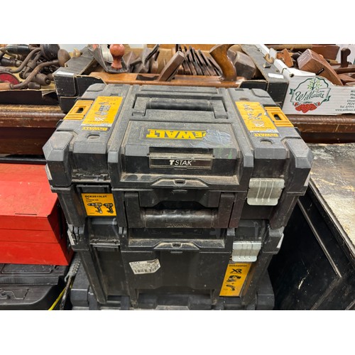 2034 - A selection of tool boxes including DeWalt T-Stak cases, a mobile tool chest and a metal cantilever ... 