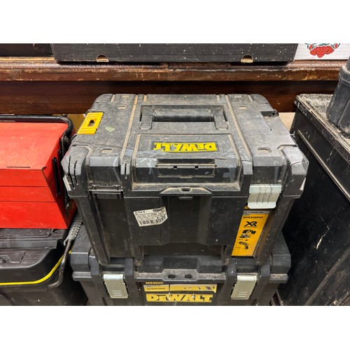 2034 - A selection of tool boxes including DeWalt T-Stak cases, a mobile tool chest and a metal cantilever ... 