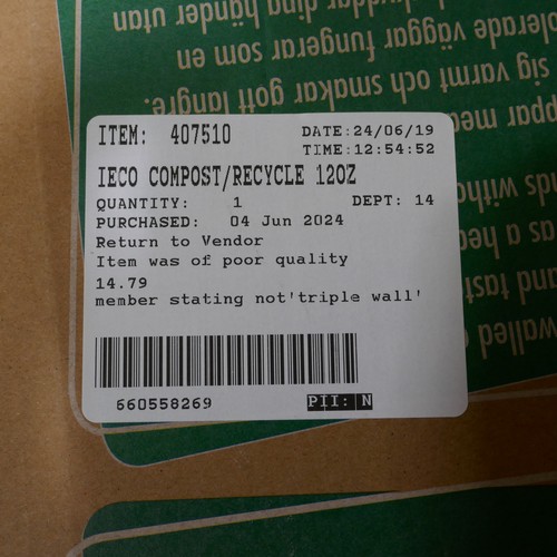 6192 - Ieco Compost/Recycle 12Ozcups & Lids (332-497) *This lot is subject to vat