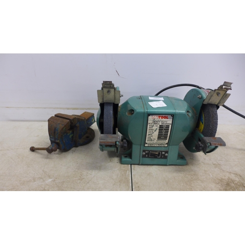 2002 - A Record No. 0 bench vice and a Nu-tool CH6 bench grinder