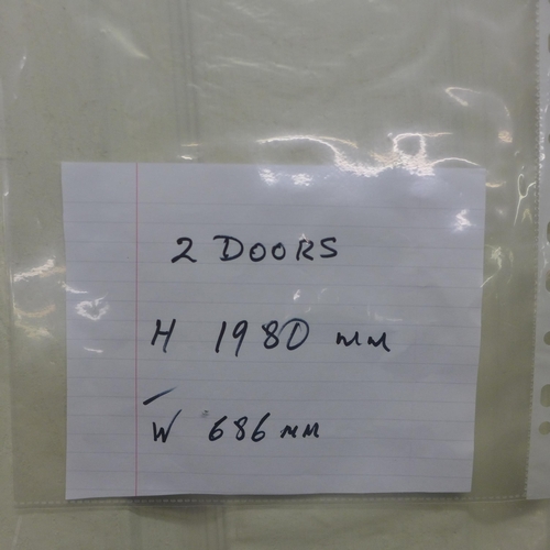 2145 - Two 1980mm x 686mm pine internal panel doors and five 1980mm x 610mm pine internal panel doors