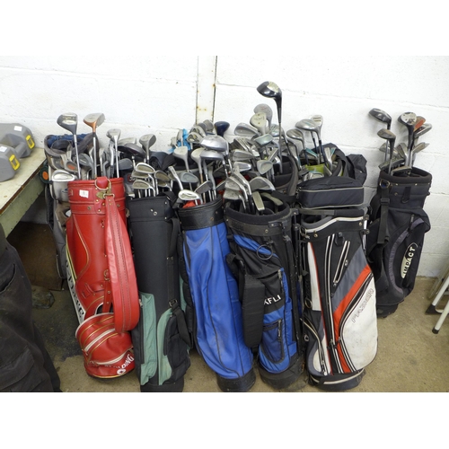 2199 - 12 golf bags including Top-Flite, Forgan St Andrews, Fazer, Titleist, Max-Fli, Hill Billy etc. and a... 