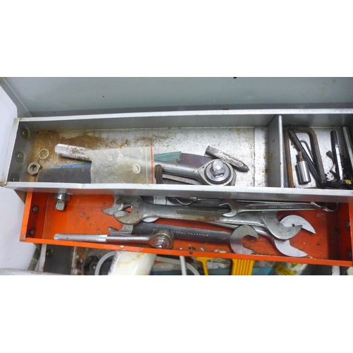 2038 - A toolbox of tools and 3 empty tool cases