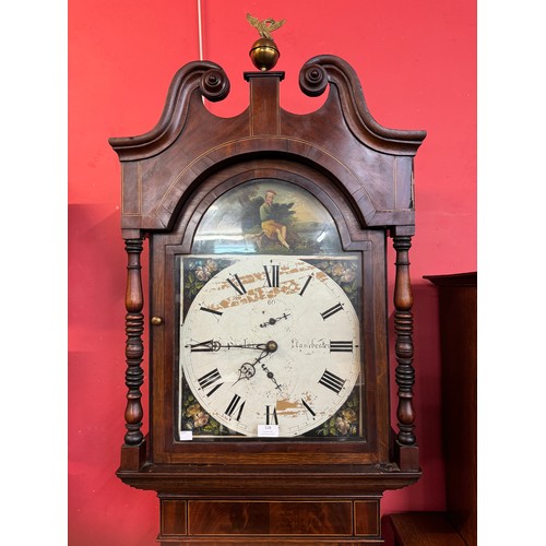 128 - A 19th Century mahogany and oak 30-hour longcase clock, the painted dial signed Taylor, Manchester