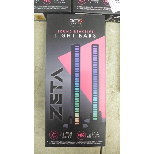 2071 - 3 boxes of RED 5 sound reactive light bars and 2 boxes of LED strip lights