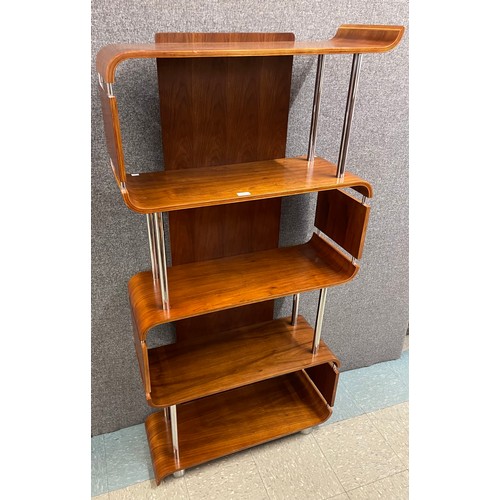 46 - A walnut and chrome four tier room divider