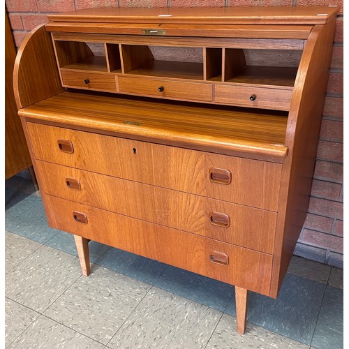 55 - A Swedish SMI teak cylinder bureau, designed by Egon Ostergaard