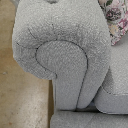 1387 - A grey weave Chesterfield  love seat and footstool RRP £1079